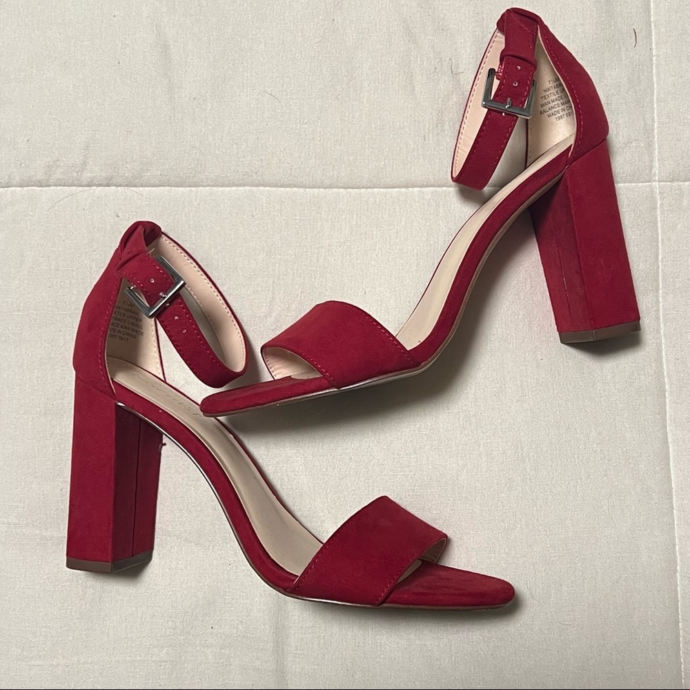 Nine West Red Suede Ankle Strap Sandals 7.5